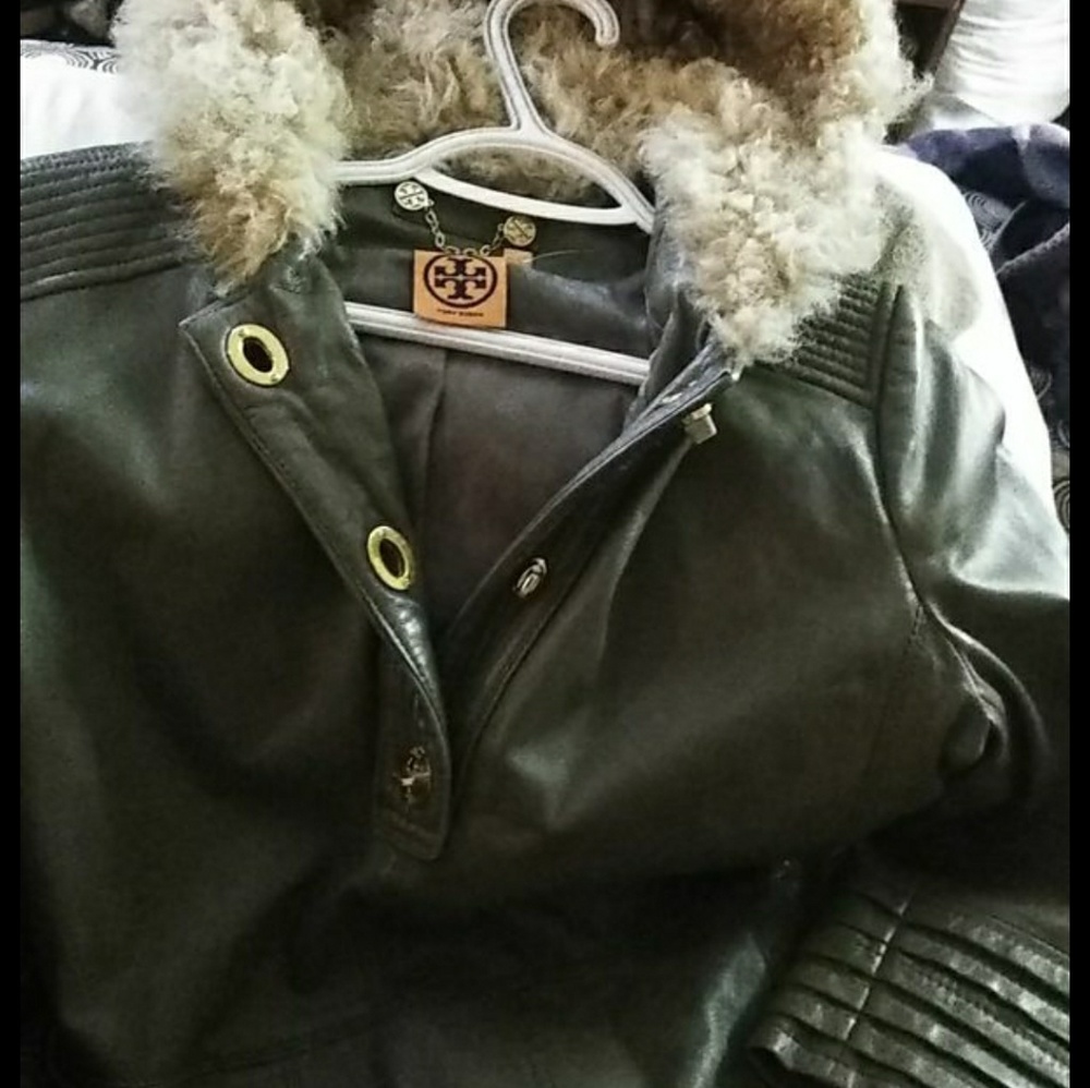 Tory Burch Green Leather Jacket